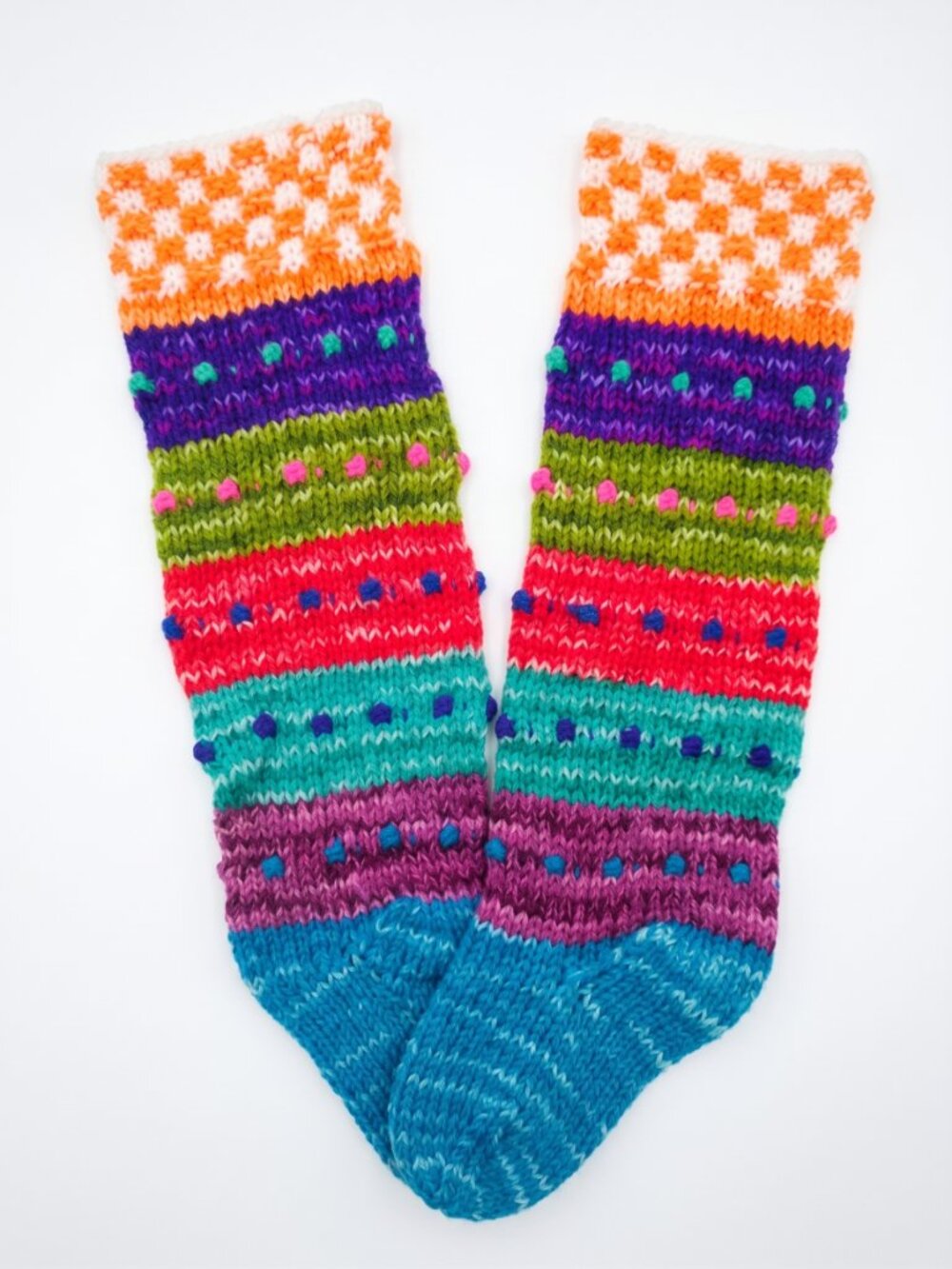 Hand-knitted Andean wool socks, warm thermal winter socks